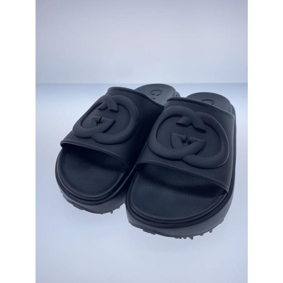 GUCCI◇インターロッキングG/スライドサンダル/サンダル/6/BLK GUCCI◇インターロッキングG/スライドサンダル/サンダル/6/BLK