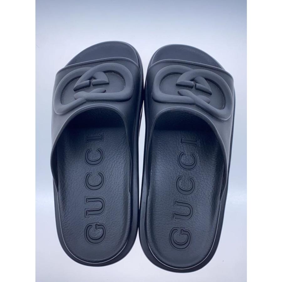 GUCCI◇インターロッキングG/スライドサンダル/サンダル/6/BLK GUCCI◇インターロッキングG/スライドサンダル/サンダル/6/BLK