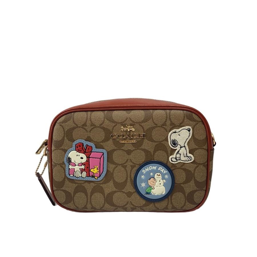 COACH◇ショルダーバッグ/--/ブラウン/総柄/CF304/コーチ/スヌーピー 