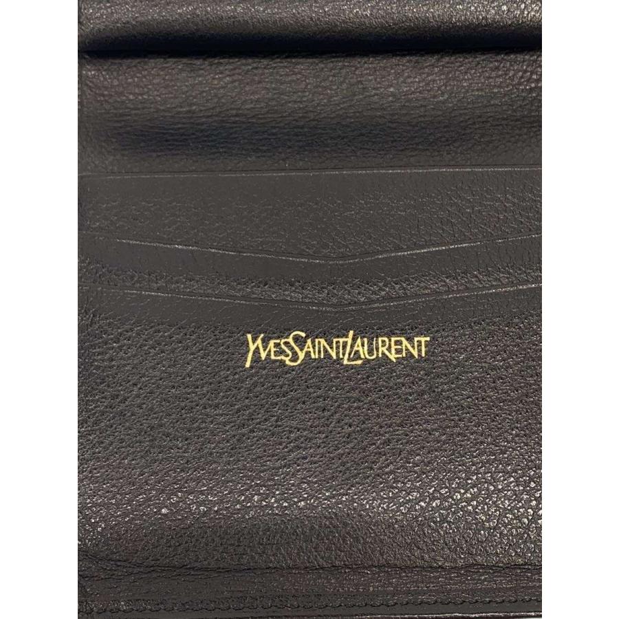 YVES SAINT LAURENT◇2つ折り財布/レザー/BLK/無地/メンズ : セカンド