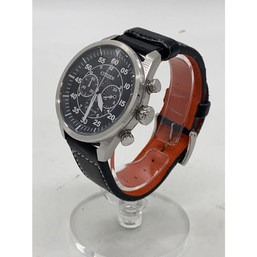 CITIZEN◇クォーツ腕時計/アナログ/レザー/BLK/BLK/B620-S097240