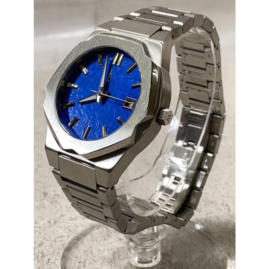 MUSHA Made in Japan/自動巻腕時計/アナログ/ステンレス/BLU/SLV 