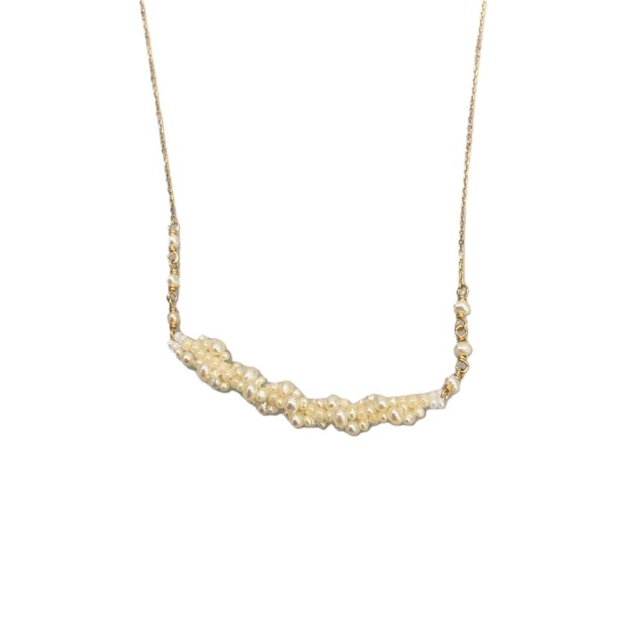 agete◇淡水パールネックレス/K10/パール/WHT/トップ有/レディース 