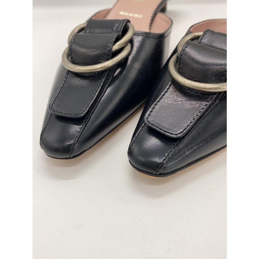 PRADA◇ポインテッドトゥミュールサンダル/35.5/BLK/レザー