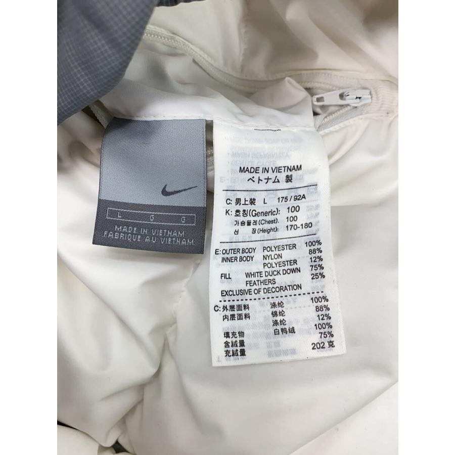 NIKE◇00s/リバーシブルダウンジャケット/シミ/ジップ紐取れ/L/GRY×WHT