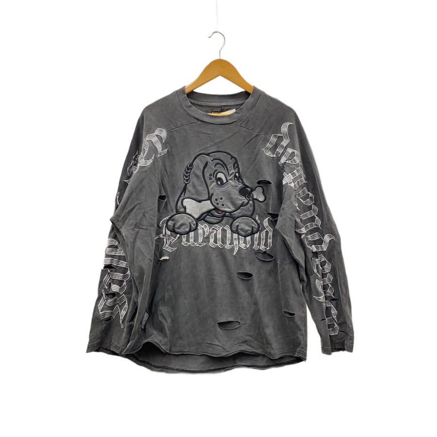 GALFY◇病みに染まりしロンTee/ダメージ加工/長袖Tシャツ/L/GRY/143090