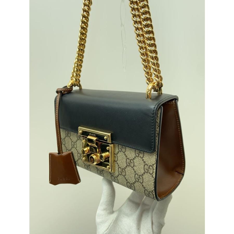 GUCCI パドロック GGスプリーム チェーンショルダーバッグ ロゴ 総柄 GUCCI◇スモール・チェーン・ショルダーバッグ_パドロック_GG