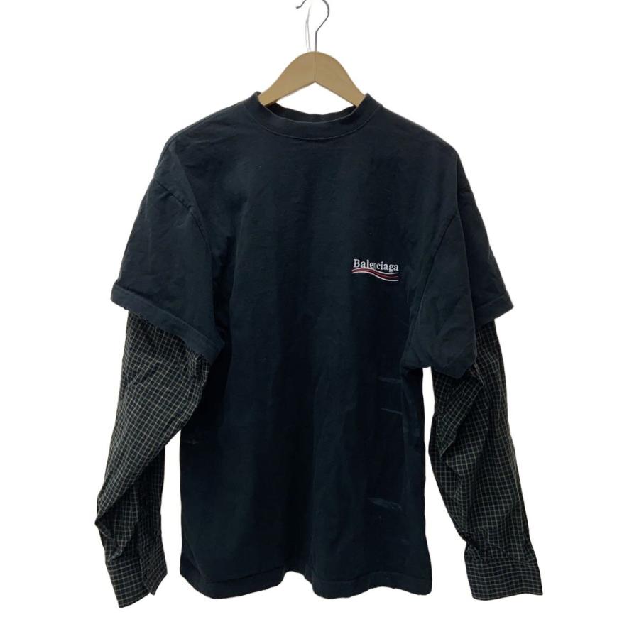 BALENCIAGA ブラック長袖シャツ BALENCIAGA◇長袖Tシャツ/L/コットン/BLK/*汚れ : セカンドストリート