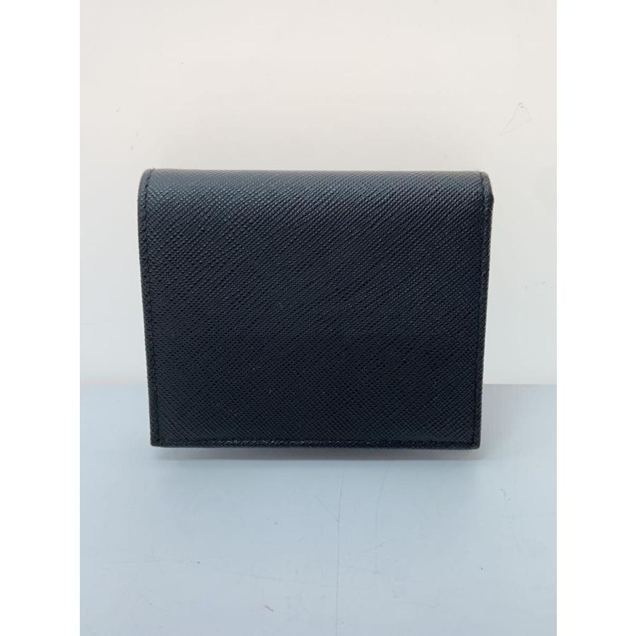 PRADA◇サフィアーノ/トライアングル/2つ折り財布/レザー/BLK/メンズ