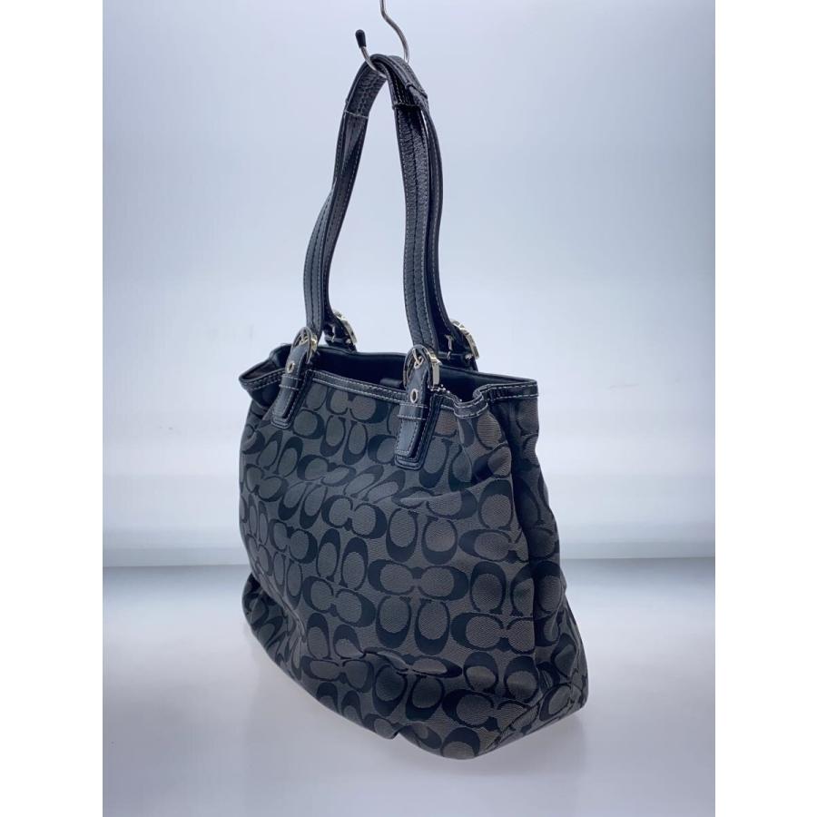 COACH◇トートバッグ_ソーホー_シグネチャー_ブラックレザー/--/BLK/総
