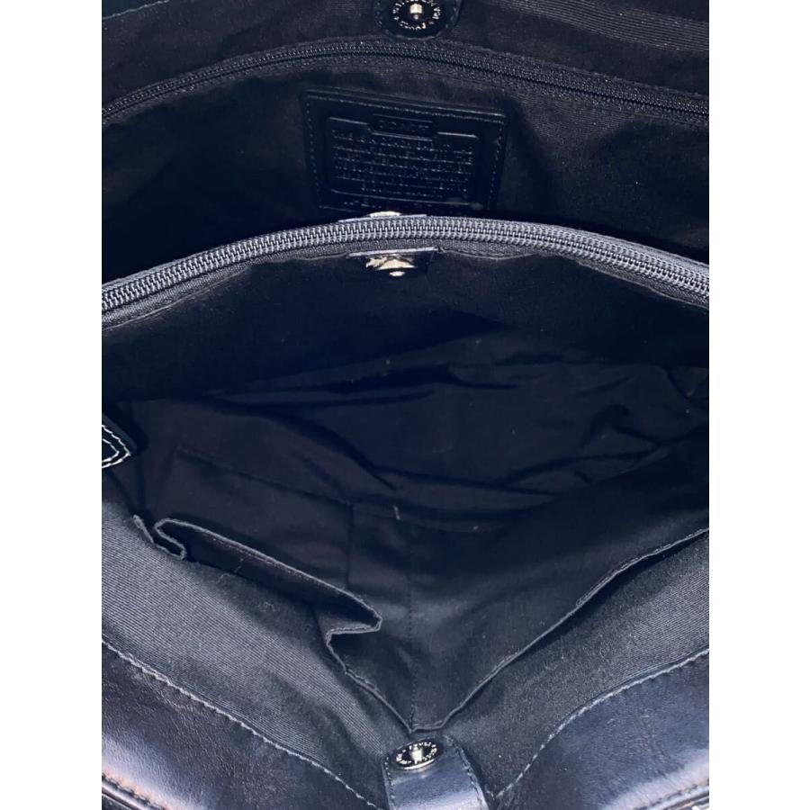 COACH◇トートバッグ_ソーホー_シグネチャー_ブラックレザー/--/BLK/総