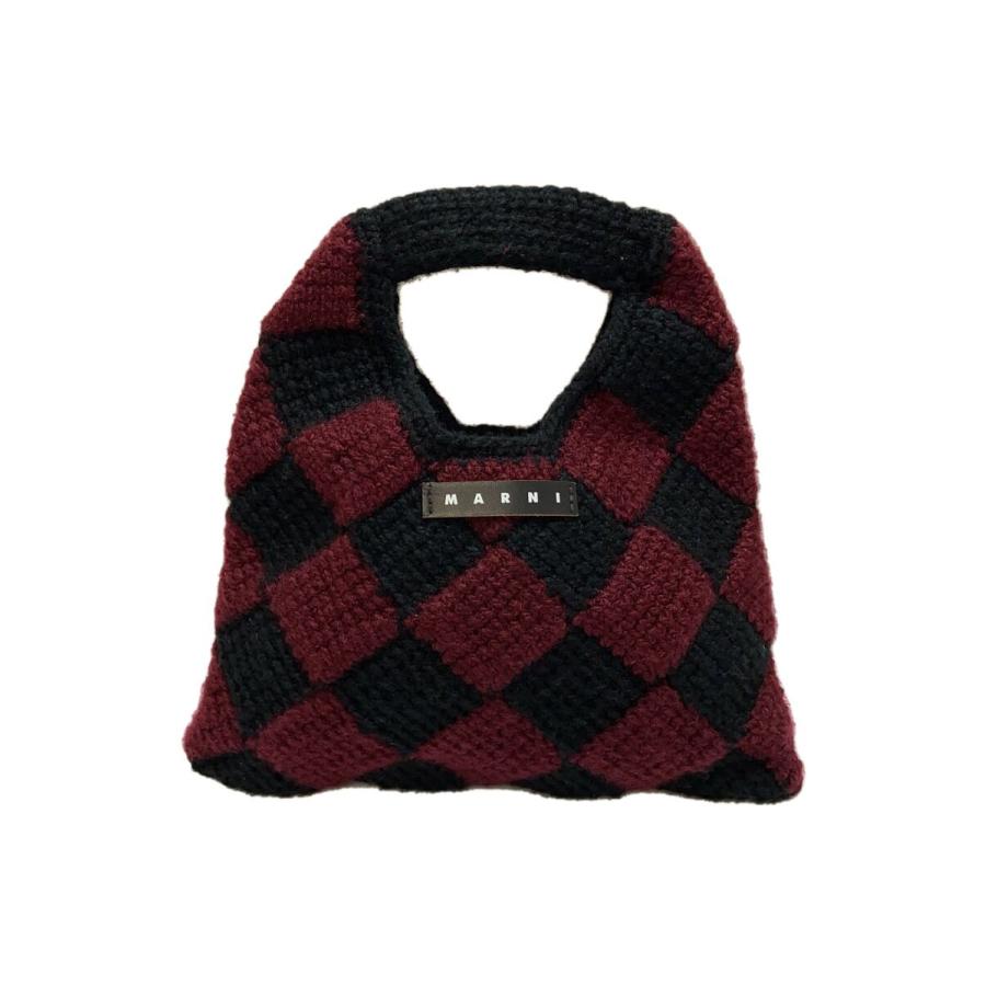 MARNI ダイヤモンドクロシェ かぎ針編みハンドバッグ 新品未使用 MARNI◇ハンドバッグ/ダイヤモンドクロシェ/かぎ針編み/BRD/チェック
