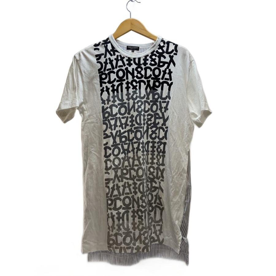 COMME des GARCONS HOMME PLUS◇Tシャツ/S/コットン/WHT/ストライプ/po