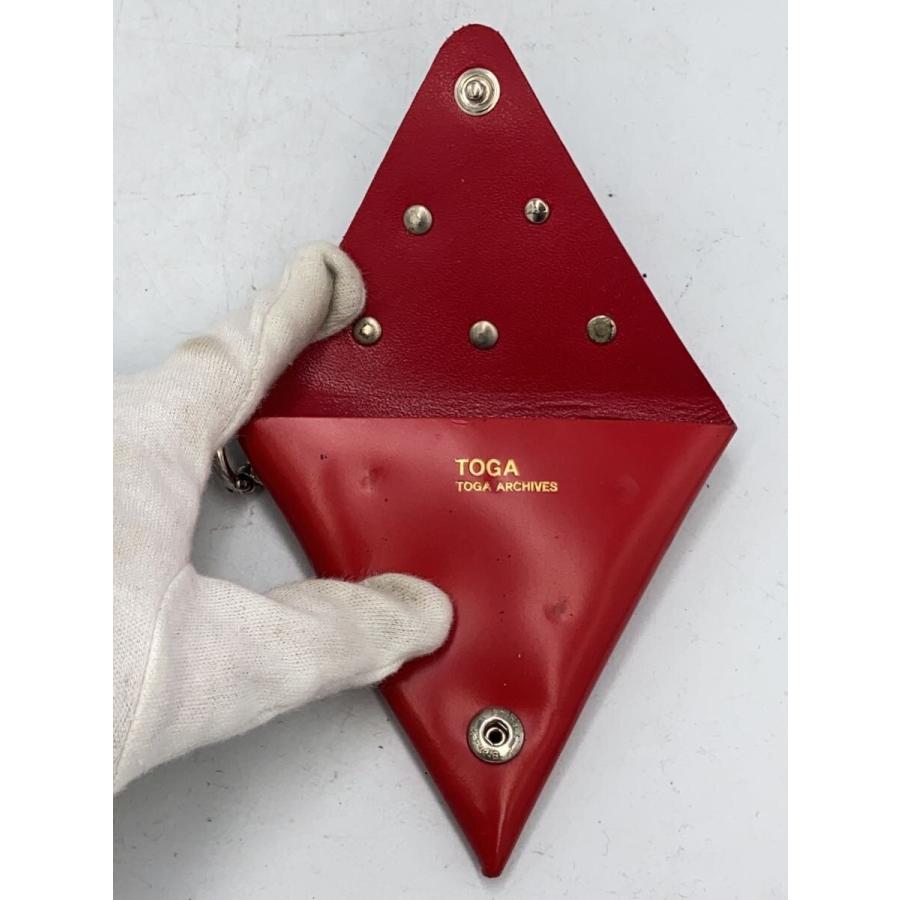 TOGA◇コインケース/レザー/RED/メンズ/Leather pouch triangle 