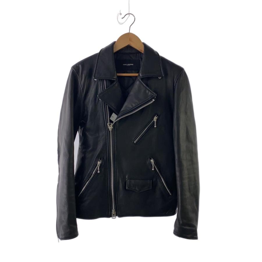 ナノ・ユニバース　ダブルライダースジャケット ブラック nano universe◇ダブルライダースジャケット/M/羊革/BLK/NUC63L01081SH