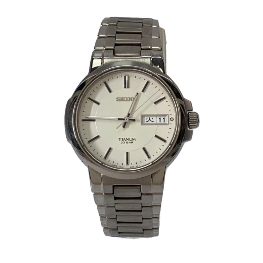 SEIKO◇クォーツ腕時計/アナログ/ステンレス/WHT/SLV/SS/7n43-7b80