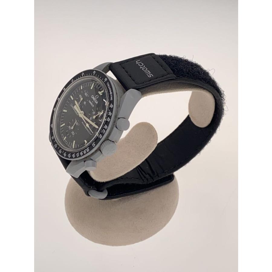 OMEGA スウォッチ ×オメガミッション トゥ ジュピター 電池交換済み SWATCH◇クォーツ腕時計/アナログ/--/BLK/OMEGA/MISSION TO THE MOON