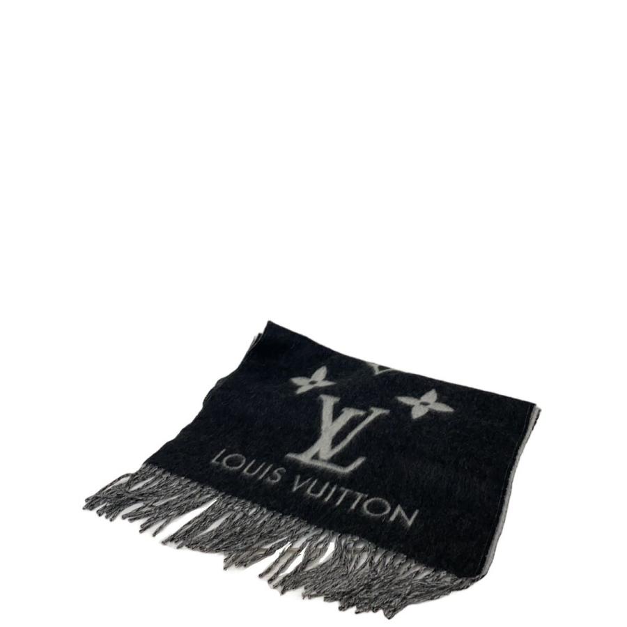 LOUIS VUITTON◇マフラー/カシミア/BLK/モノグラム/メンズ/M78125