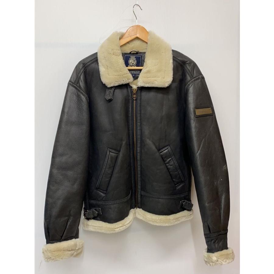 サントリー BOSS ボスジャン フライトジャケット ムートン B3 牛革 LL BOSS◇ボスジャン/B-3 ムートンフライトジャケット/L/牛革/BLK/無地