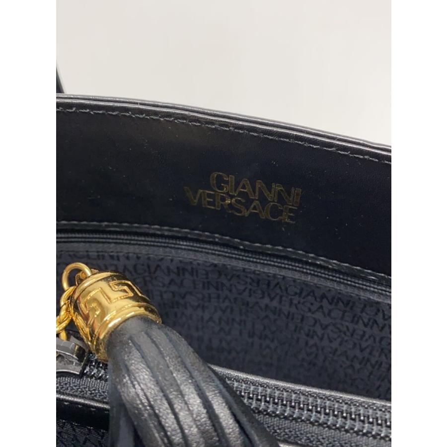 GIANNI VERSACE◇サンバースト/トートバッグ/レザー/BLK/総柄
