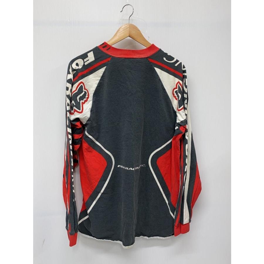Fox Racing◇90s/レーシングゲームシャツ/長袖Tシャツ/L/コットン/GRY