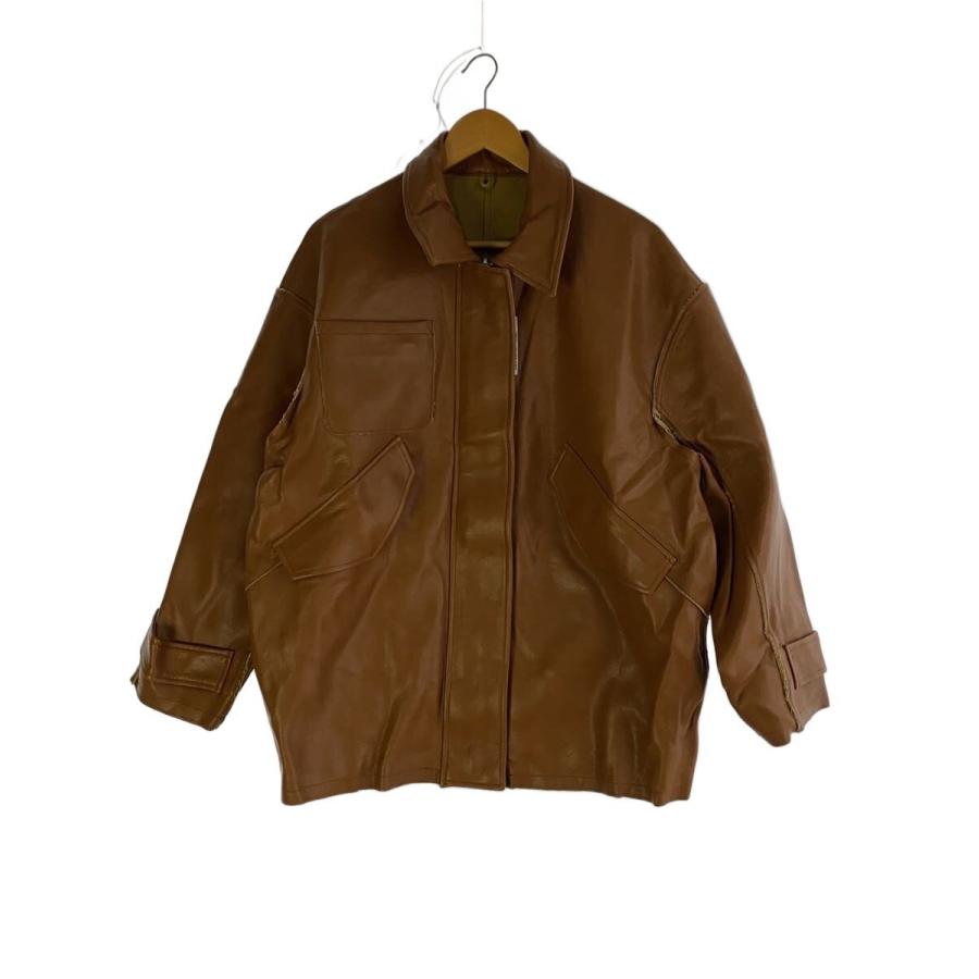 ETRE TOKYO◇レザージャケット・ブルゾン/S/フェイクレザー/BRW/無地