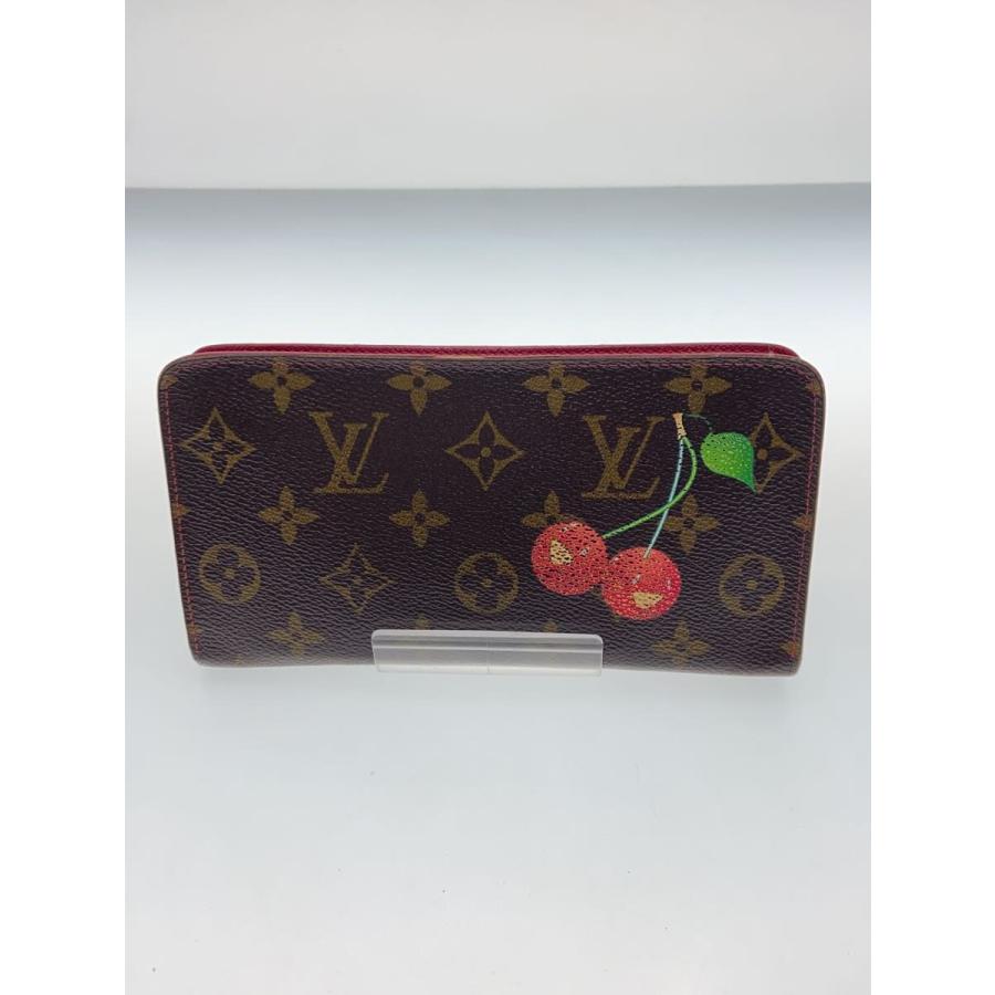 LOUIS VUITTON◇ポルト・モネ・ジップ_モノグラム・チェリー_BRW/PVC