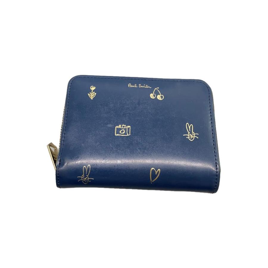 Paul Smith◇ポールスミス/2つ折り財布/レザー/ネイビー/レディース