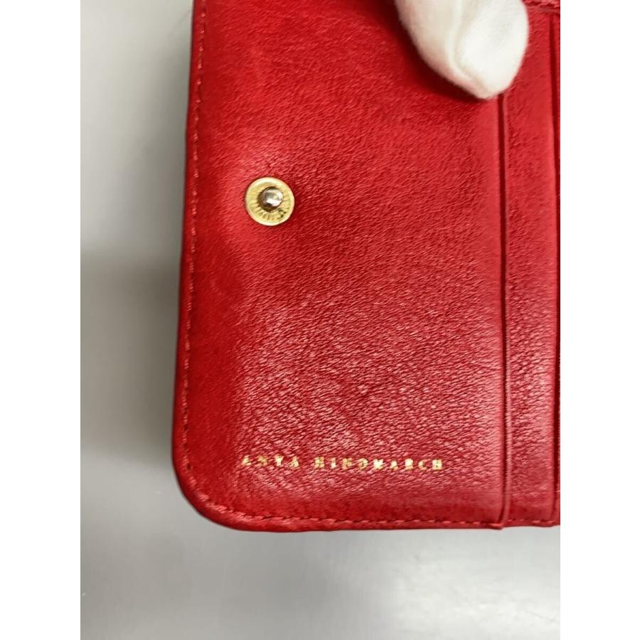 ANYA HINDMARCH◇2つ折り財布/レザー/RED/総柄/レディース : セカンド