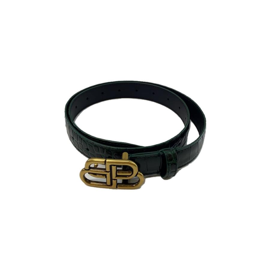 BALENCIAGA バレンシアガ　ベルト　BBロゴ　バックル　クロコ型押し BALENCIAGA◇BBロゴバックル クロコ型押し ベルト/レザー/GRN