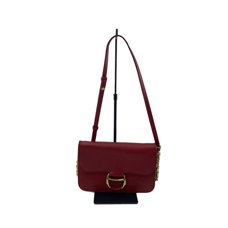 未使用　ポロ　ラルフローレン　ショルダーバッグ　レッド　ポニー　大容量　赤 POLO RALPH LAUREN◇ショルダーバッグ/レザー/RED : セカンド