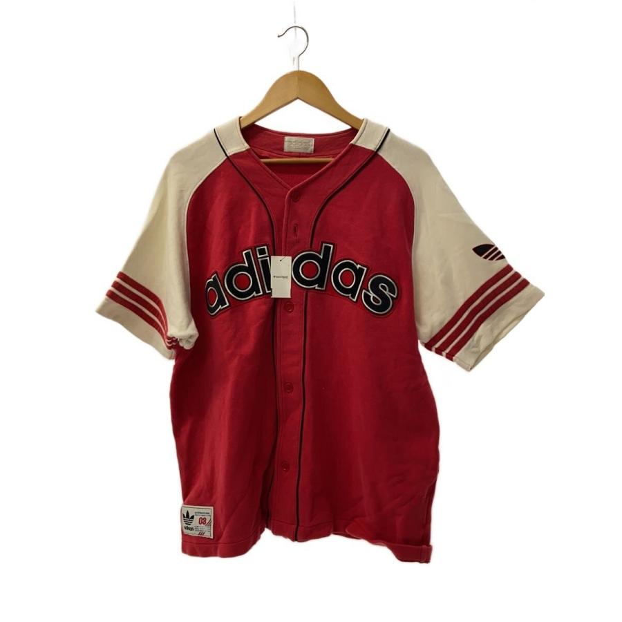 adidas◇80S/ベースボールシャツ/半袖シャツ/L/コットン/レッド/AA
