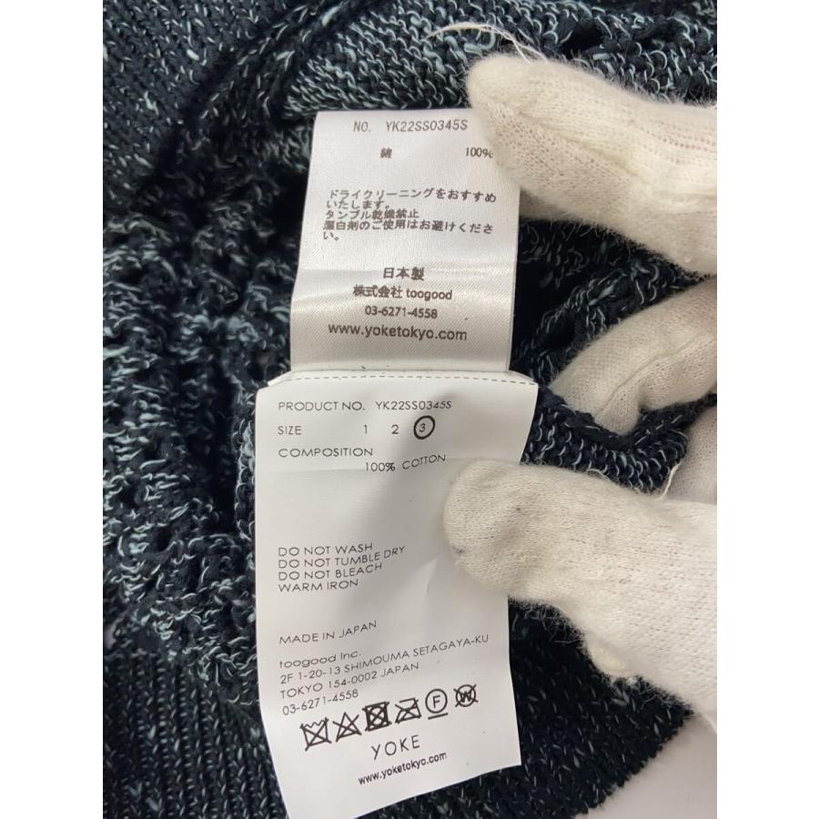 YOKE◇MESHED KNIT CARDIGAN/3/コットン/GRN/YK22SS0345S : セカンド