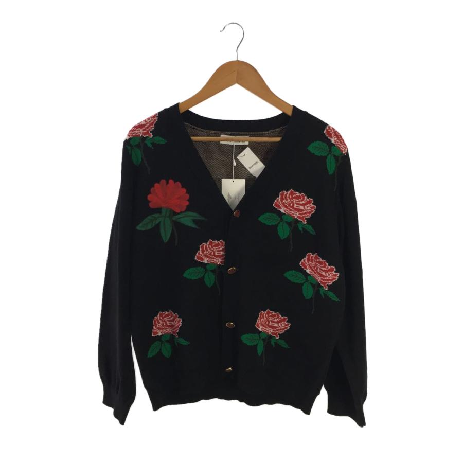 TTT_MSW◇Rose Jacquard Knit Cardigan/ジャカードカーディガン/M
