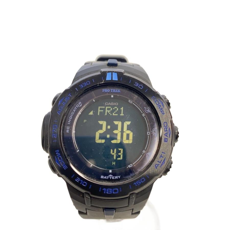 カシオ　PROTREK　デジタル腕時計 CASIO◇ソーラー腕時計・PROTREK/デジタル/ラバー/BLK/BLK/SS
