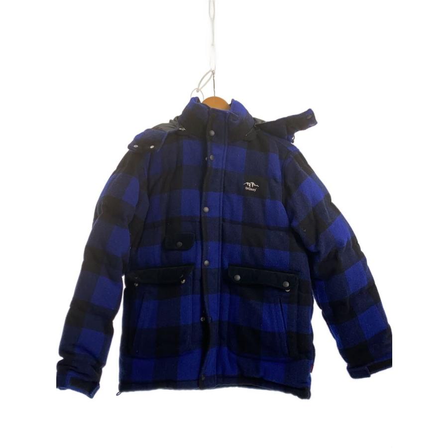 STUSSY◇ダウンジャケット/M/ウール/BLU/チェック/11AW/バッファロー