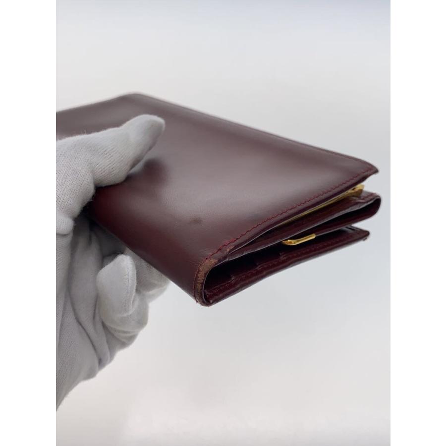 Cartier◇マストライン/長財布/がま口/レザー/ボルドー/無地
