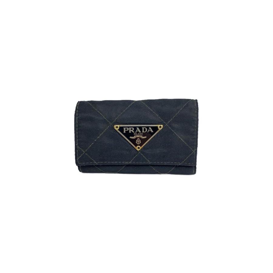 【N】PRADA プラダ 6連 キーケース ナイロン ブラック PRADA◇6連キーケース/ナイロン/BLK/無地/メンズ// : セカンド
