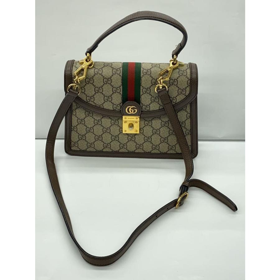 GUCCI◇ウェブ ストライプ付き スモール トップハンドルバッグ_オフィ 