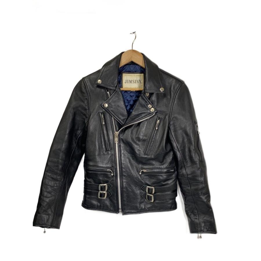 JIMSINN/ダブルライダースジャケット/--/レザー/BLK : セカンド