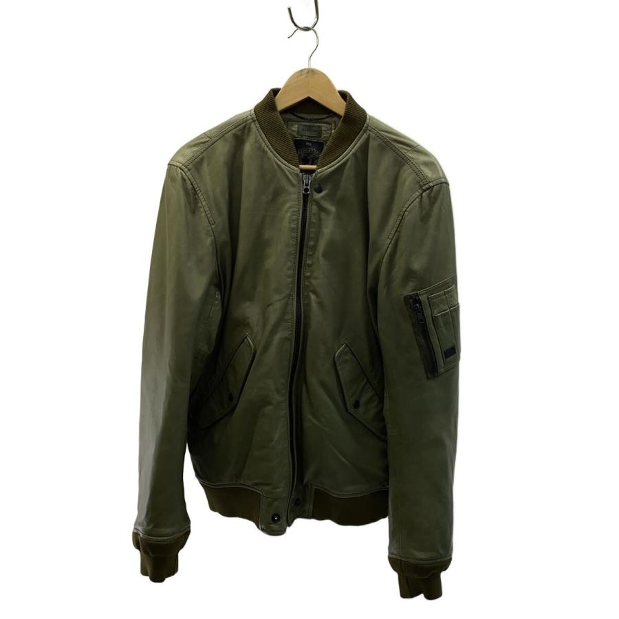 美品 DIESEL ラムレザージャケット MA-1 Lサイズ ブルゾン 羊革 DIESEL◇MA-1/レザージャケット・ブルゾン/L/羊革/KHK : セカンド