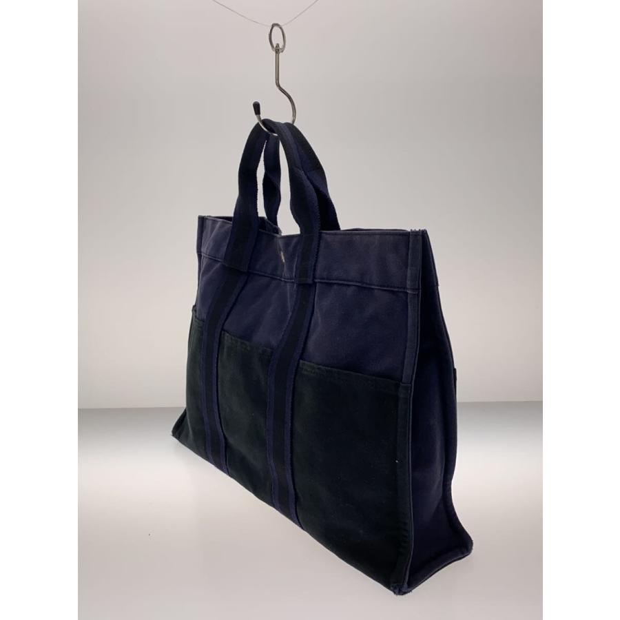 HERMES エルメス フールトゥMM キャンバス トートバッグ 黒×グレー 