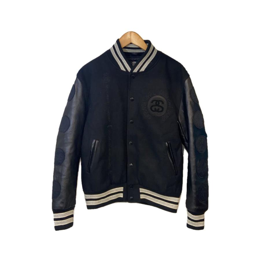 STUSSY◇×NINE RULAZ LINE/×MIGHTY CROWN/スタジャン/L/ウール/BLK