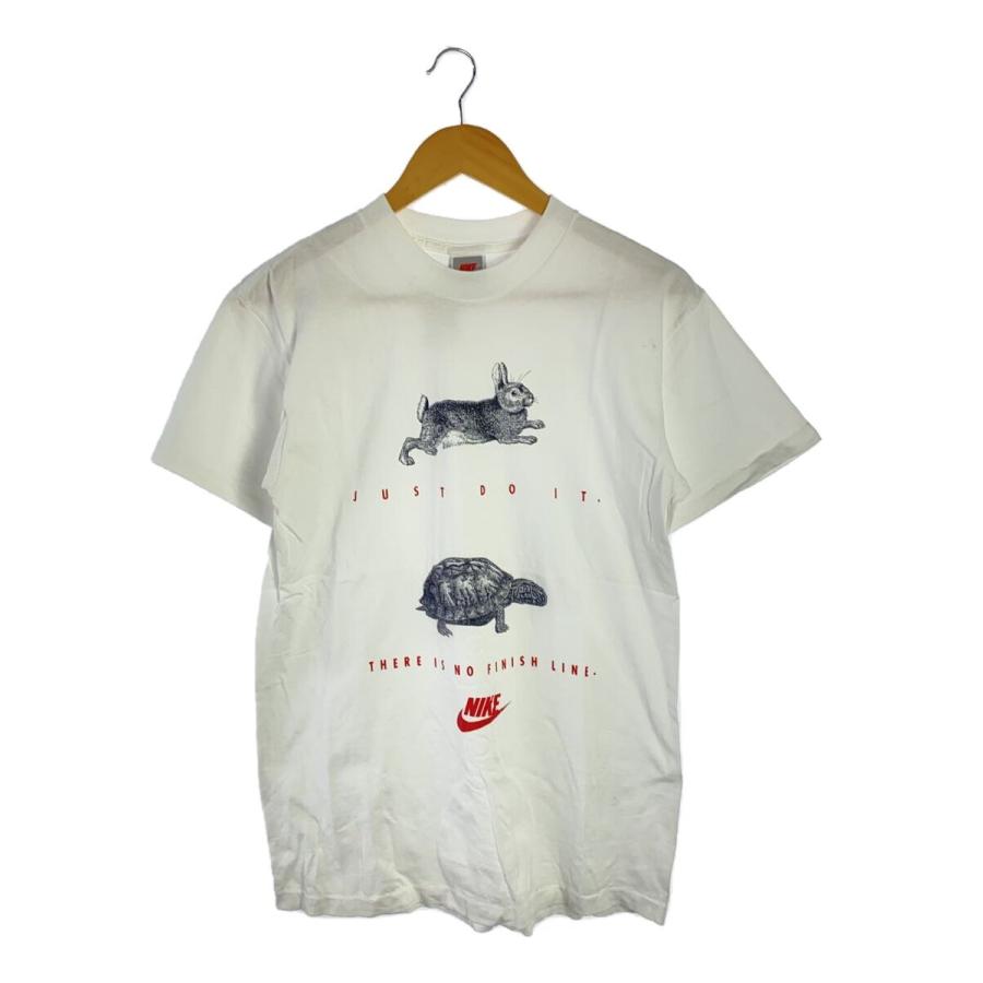 NIKE◇90s/USA製/ウサギト亀/Tシャツ/M/コットン/WHT/プリント