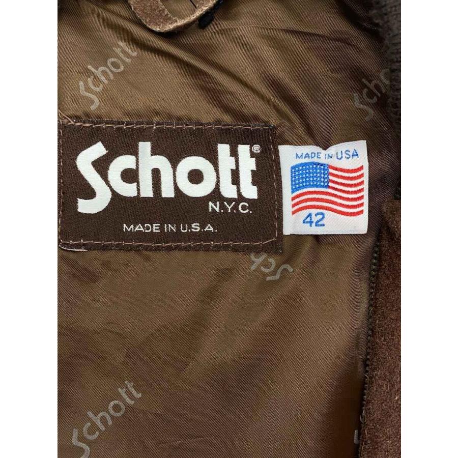 Schott◇90s/レザージャケット・ブルゾン/42/スウェード/BRW