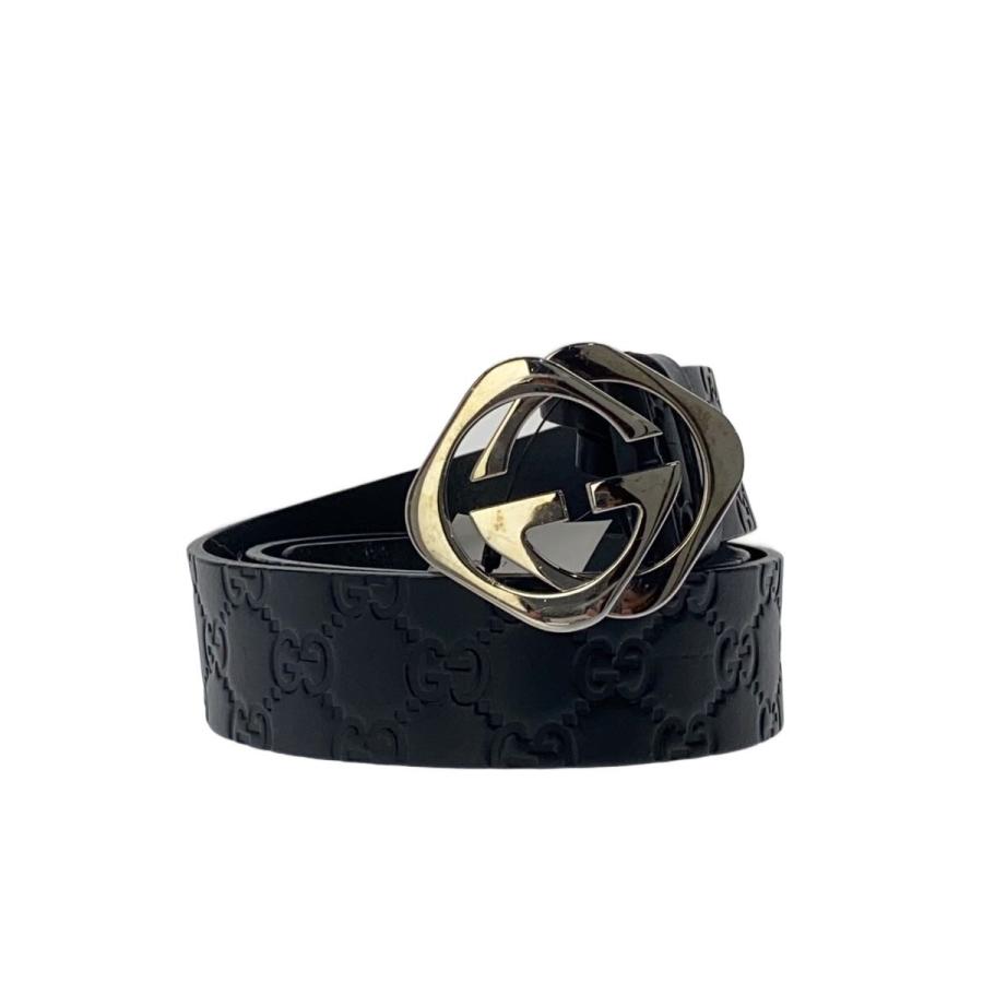 GUCCI◇ベルト/レザー/BLK/総柄/レディース/182320・497717