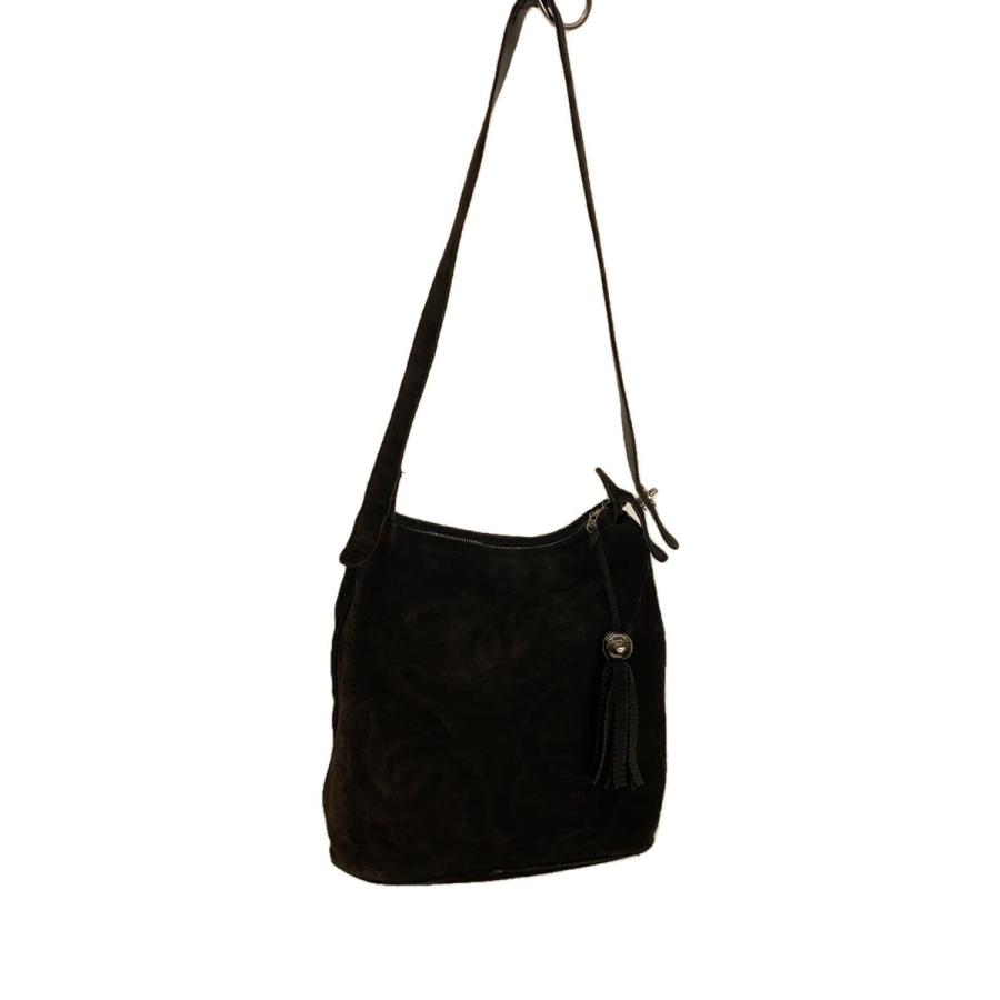 CHANEL◇ショルダーバッグ/スウェード/BLK/トリプルココマーク