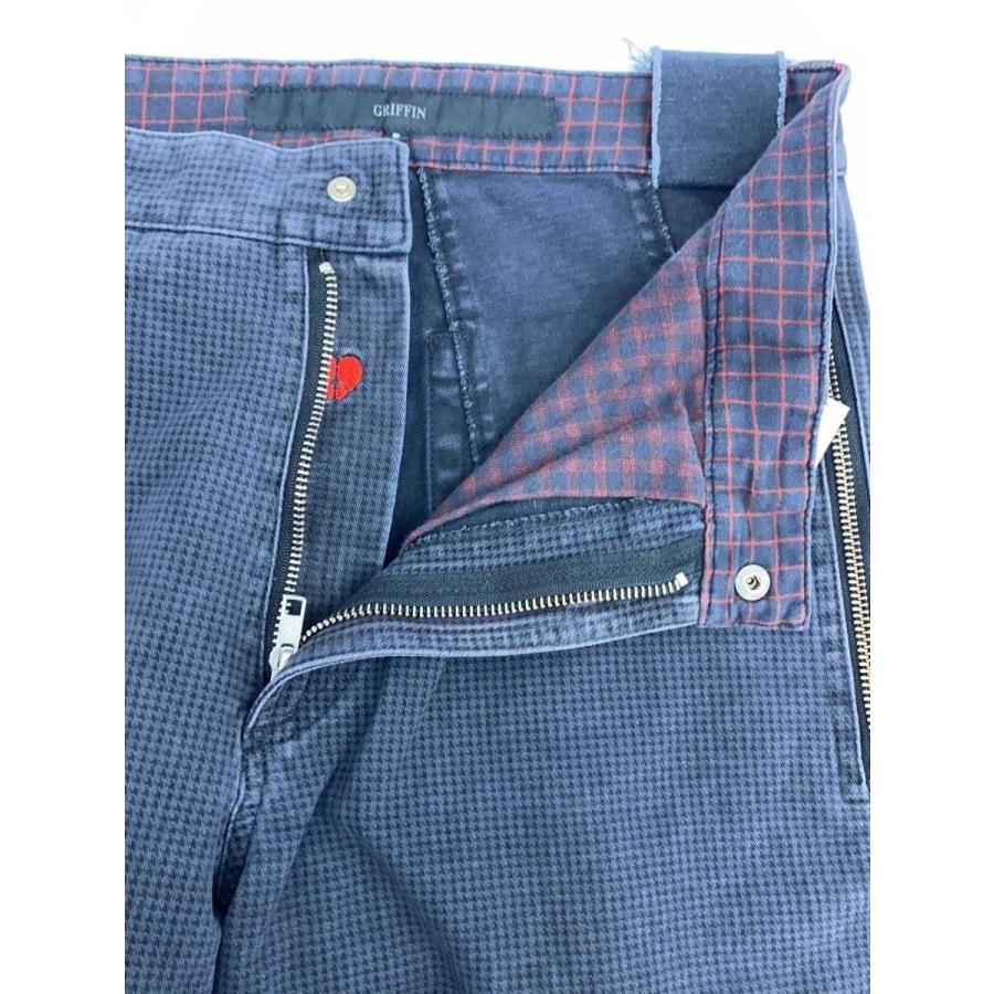 GRIFFIN◇00s/Y2K/サイドジップギミックパンツ/S/コットン/BLK/千鳥格 