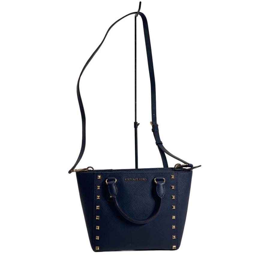 MICHAEL KORS◇2way/スタッズ/ショルダーバッグ/レザー/NVY/SANDRINE 