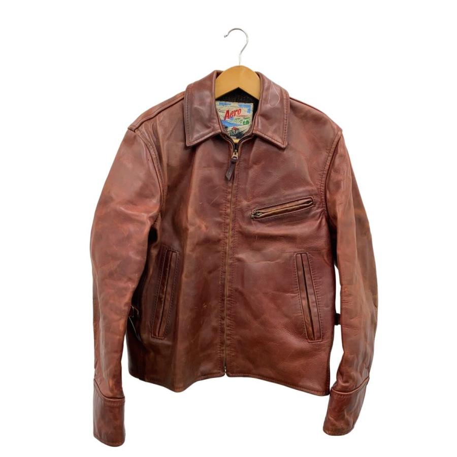 AERO LEATHER◇シングルライダースジャケット/36/馬革/BRW : セカンド